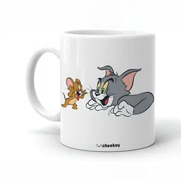 Mr UVD White & Grey Tom & Jerry Printed Ceramic Glossy Mug - 350 ml-picture-18