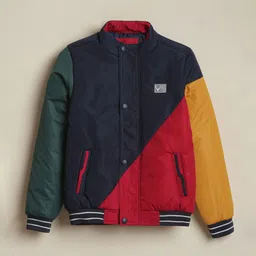Allen Solly Junior Boys Colourblocked Stand Collar Reversible Bomber Jacket-picture-41