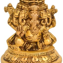 Exotic India Gold-Toned Panchamukhi Ganesha Religious Idol Showpiece-picture-20