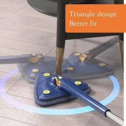 GENERIC 360° Rotatable Triangle Shape Wet and Dry Mop with Length Adjustable Handle, Blue Color image 2