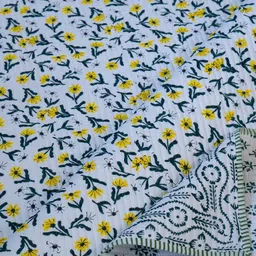 The Jaipur Wala Sunora White & Yellow Cotton Double King Bed Covers-picture-21