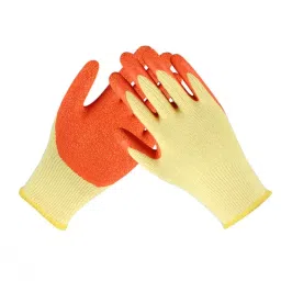 Swavind Safety Hand Gloves Durable Synthetic Fabric Crinkle-Coated Palm with Abrasion Resistance Yellow & Orange Free Size (Pack of 600 Pair) image 5