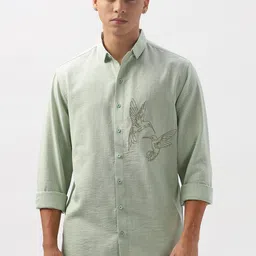 HAMPTONS Men Standard FitSpread Collar Graphic Printed Cotton Casual Shirt-picture-10