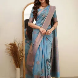 bigben textile Ethnic Motifs Zari Silk Blend Banarasi Saree-picture-19