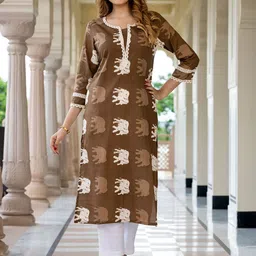 BAESD Women Ethnic Motifs Printed Pure Cotton Kurta with Trouser image 2