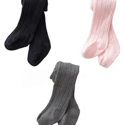SYGA Baby Tights Soft Leggings For Girls Stockings Socks Pants Pack Of 3 - Black Pink Dark Grey-picture-11