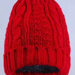 Pine Kids  Winter Cap with Cable Knit Design - Red-picture-43