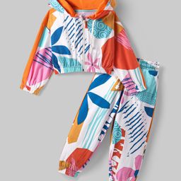 Ollington St. Cotton Knit Full Drop Shoulder Sleeves Winter Wear Abstract Printed Full Sleeves Hoodie & Joggers Set - Wine Grey & Blue-picture-41