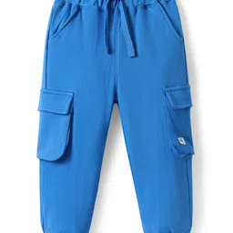 Bonfino Cotton Knit Ankle Length Lounge Pants With Cargo Pockets- Blue-image-43