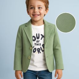 Babyhug Knit Full Sleeves Solid Blazer With Printed T-Shirt - Mint-picture-44