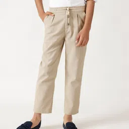 One Friday Cotton Woven Striped Trousers - Beige-picture-16