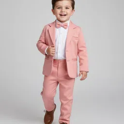 Babyhug Knit Full Sleeves Solid Color 3 Piece Party Suit with Bow - Pink-picture-15