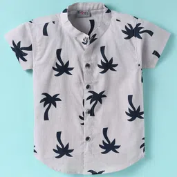 Dapper Dudes Half Sleeves Palm Tree Printed Shirt With Shorts Bow & Suspender Set - Fawn image 2