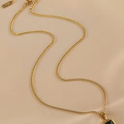 Jewels Galaxy Gold-Plated Anti Tarnish Stone Studded Square Pendant With Chain-image-95