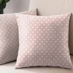 CASABLEU Pink & White 2 Pieces Star Printed Square Cushion Covers image 4