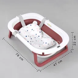 fab n funky Foldable Bathtub with Cushion and Thermometer - Red image 3