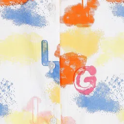 MINI KLUB Cotton Three Fourth Sleeves Abstract Printed Shirt Style Top - White image 4