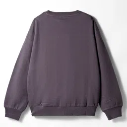 Primo Gino 100% Cotton French Terry Full Sleeves Drop Shoulder Winter Wear Sweatshirt & Joggers Set With Text Print - Grey image 3