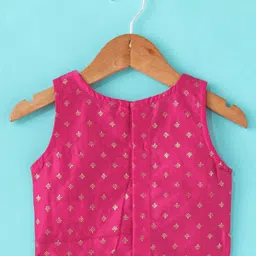 Babyhug Woven Sleeveless Choli & Lehenga Set with Dupatta & Floral Embroidery - Pink & Yellow image 4