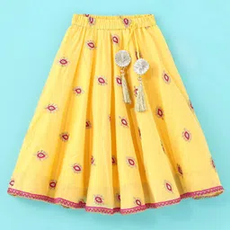 Babyhug Woven Sleeveless Choli & Lehenga Set with Dupatta & Floral Embroidery - Pink & Yellow image 5