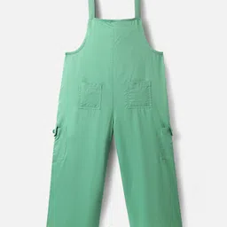 Pine Kids Cotton Woven Half Sleeves Inner Top & Dungaree with Bon Appetitt Text Print - Light Green & Green image 5