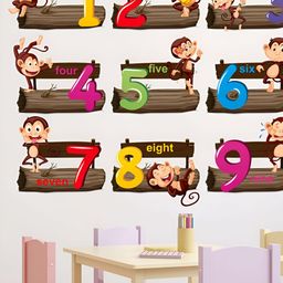 LANSTICK Yellow & Red Monkey With Numbers Printed Self-Adhesive WallStickers-picture-20
