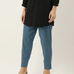 HASRI Women Solid Pure Cotton Trousers image 5