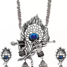 N S G Set Of 2 Silver-Plated Oxidised Jewellery Set image 3