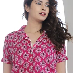 TRINABH Women Printed Shirt and Pyjamas Night suit image 4