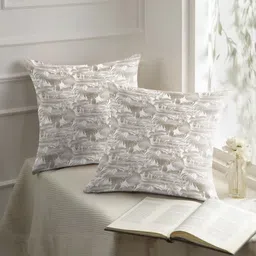 CASABLEU Coffee Brown & White 2 Pieces Floral Printed Square Cushion Covers-image-43