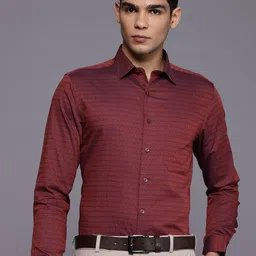 Louis Philippe Slim Fit Self Designed Pure Cotton Formal Shirt-image-20