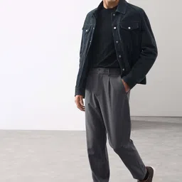 Marks & Spencer Men Tapered Fit Mid-Rise Trousers-picture-19