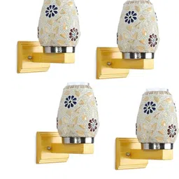 1ST TIME Multicoloured Set of 4 Textured Glass Cylinder Shaped Wall Lamp-image-0