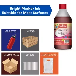 Soni Office Mate 500 ml Permanent Marker Refill Ink Quick Dry, Vibrant, Eco-Friendly, Red image 2