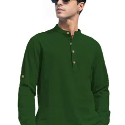 Navkanj Mandarin Collar Roll-Up Sleeves Cotton Straight Kurta-picture-20