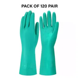 Swavind Safety Hand Gloves Natural Rubber Green Free Size (Pack of 120 Pair) image 2