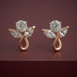 Kushal's Fashion Jewellery 92.5 Sterling Silver Rose Gold-Plated Classic Stud Earrings-picture-1