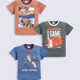 Here&Now X Game Begins Boys Assorted Pack Of 3 Printed T-shirts-picture-18