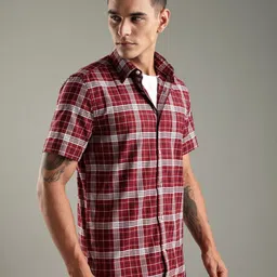 Tommy Hilfiger Men Tartan Checks Checked Casual Short Sleeves Regular Fit Shirt image 5