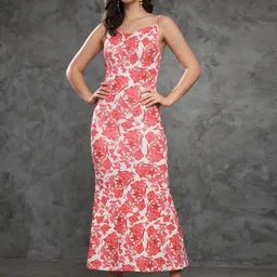 VANGULL Women Floral Printed Shoulder Straps Maxi Dress-image-35