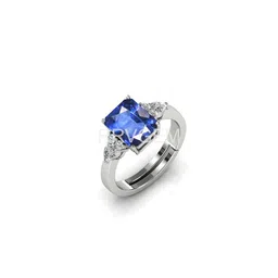 RRVGEM Blue Sapphire 6.25 Ratti 5.50 KT Silver Plated Ring-picture-15