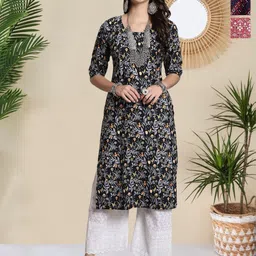 HERE&NOW Women Pack Of 3 Printed Straight Kurtas-picture-31