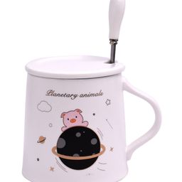Kookee Fancy Ceramic Coffee or Tea Mug with Lid and Handle with Spoon (8415)-picture-10
