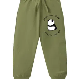 KAVEE Pure Cotton Terry Biowashed Panda Printed Joggers- Olive Green-picture-26