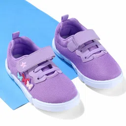 Cute Walk by Babyhug Velcro Closure Sneakers With Butterfly Applique - Purple image 1