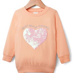 BUMZEE Looper Knit Full Sleeves Sweatshirt With Reversible Sequins - Peach-picture-20