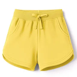 kookie kids india Kookie Kids Cotton Looper Knit Above Knee Length Solid Colour Shorts - Yellow-picture-11