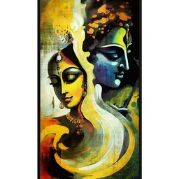 999Store Lord Shiv With Parvati Face Modern Art Long Big Canvas Wall Painting image 2