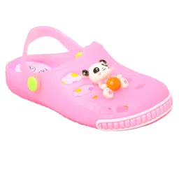 Yellow Bee Delightful Panda Applique Detailed Perforated Clogs - Pink image 3