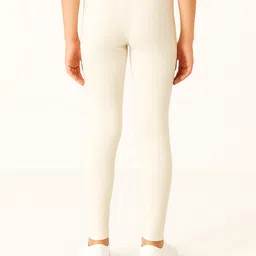 Charm n Cherish Cotton Blend Knit Solid Leggings - Off White image 3